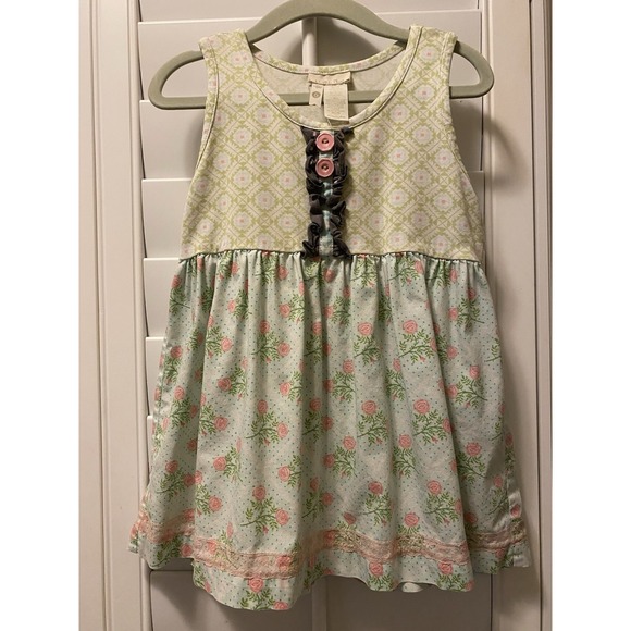 Matilda‎ Jane Hello Lovely Green Tunic Top Floral Girls Size 6 6T - Picture 1 of 3